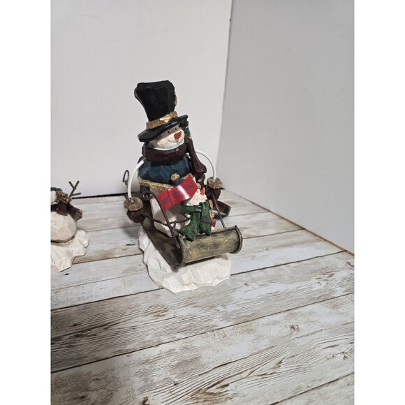 Lot of 2 Wooden Snowman Carved Decorations Snowman Hanging Stars on Trees and Sn - Picture 9 of 9